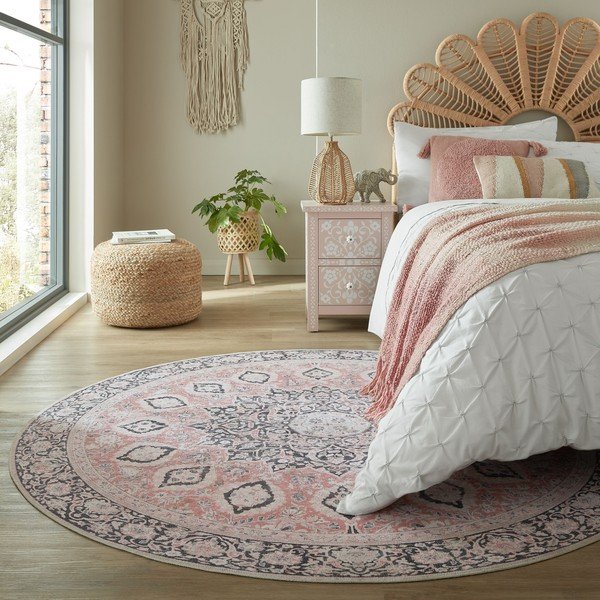 Covor roz lavabil rotund ø 180 cm Somerton - Flair Rugs-image-1
