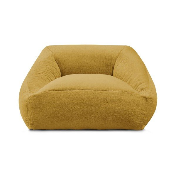 Fotoliu bean bag galben cu tapițerie din blană artificială Lilibet – Bobochic Paris-image-2