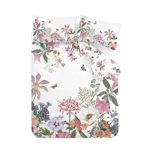Lenjerie de pat albă din bumbac pentru pat dublu/extinsă 230x220 cm Exotic Garden – RHS