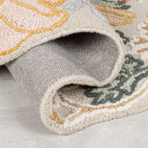 Covor roz deschis țesut manual din lână 160x230 cm Daphne Shaped Floral – Flair Rugs-image-3