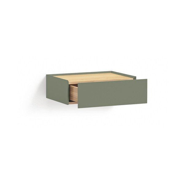 Noptieră verde suspendată cu blat cu aspect de lemn de stejar Arista – Teulat-image-4