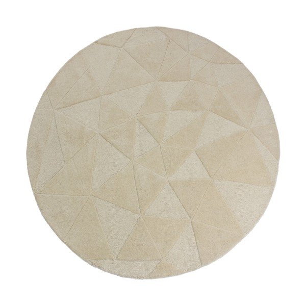 Covor bej țesut manual rotund din lână ø 160 cm Shard – Flair Rugs
