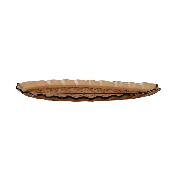 Farfurie servire din sticlă Bahne & CO, 35 x 14 cm, maro