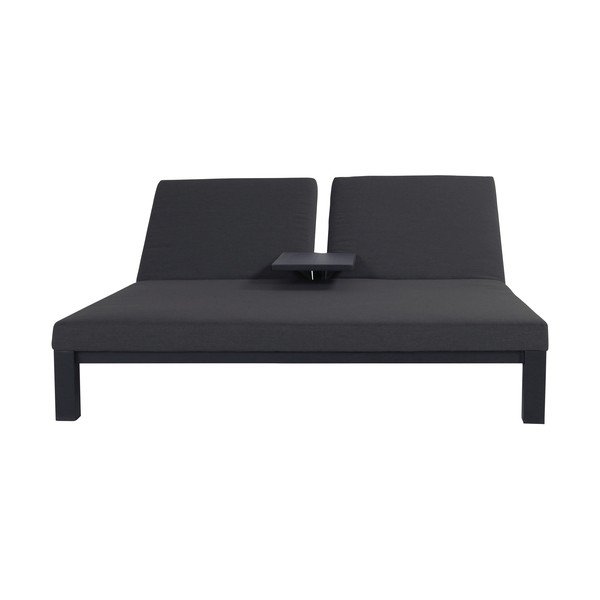 Șezlong de grădină negru capitonat cu două locuri Eva – Hartman-image-1