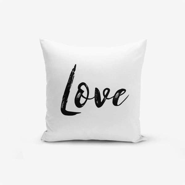 Față de pernă cu amestec din bumbac Minimalist Cushion Covers Love Writing, 45 x 45 cm