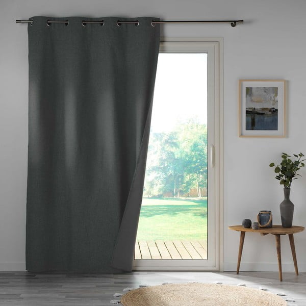 Draperie gri antracit blackout din microfibră 140x260 cm Obscure – douceur d'intérieur-image-3