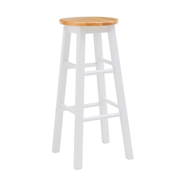 Scaun de bar alb/în culoare naturală din lemn de arbore de cauciuc (înălțime șezut 74 cm) Chester – Premier Housewares