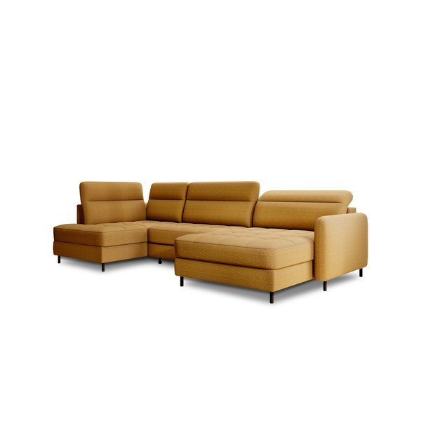 Colțar galben extensibil/cu spațiu de depozitare cu tapițerie din catifea (cu colț pe partea stângă/în formă de "U") Berrto – ELTAP-image-2