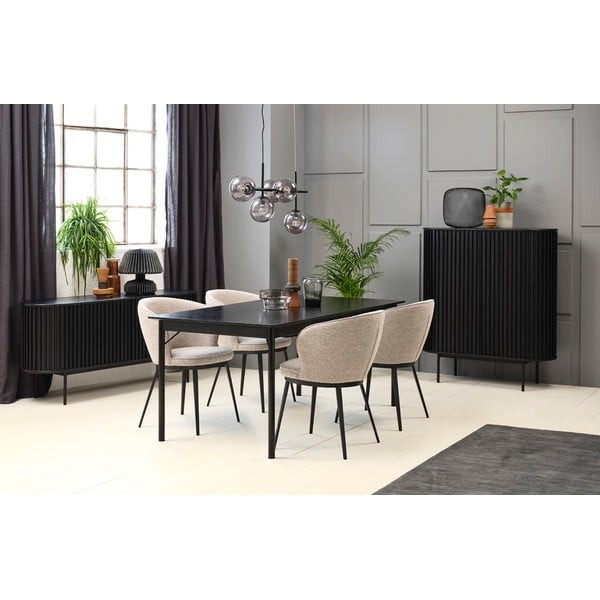 Comodă neagră joasă cu aspect de lemn de stejar cu ușă glisantă 73x160 cm Siena – Unique Furniture-image-1