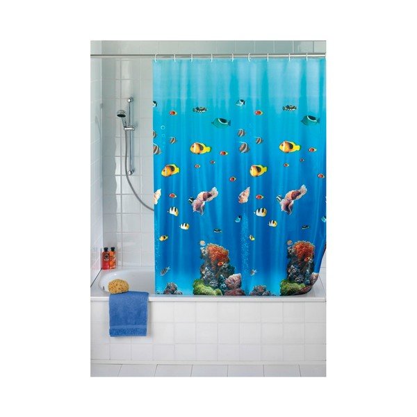 Perdea duș Wenko Ocean, 180 x 200 cm, albastru-image-1