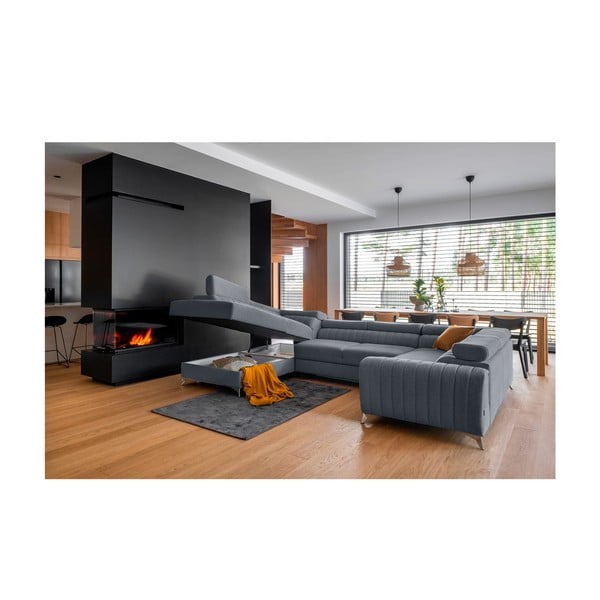 Colțar albastru extensibil/cu spațiu de depozitare (cu colț pe partea stângă/în formă de "U") Louis – ELTAP-image-2