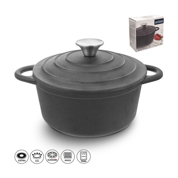 Oală cu capac din fontă 4 l adecvată pentru plita cu inducție LITINA – Orion-image-4