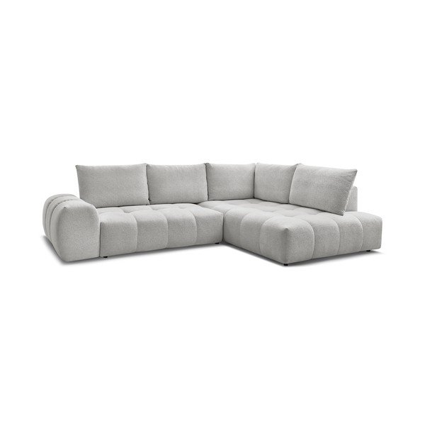 Colțar gri deschis extensibil/cu spațiu de depozitare cu tapițerie din chenille (cu colț pe partea dreaptă/în formă de ”L”) Everest – Bobochic Paris-image-3