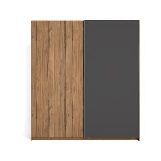 Dulap gri cu aspect de lemn de nuc cu uși glisante 182x200 cm Malta - Marckeric