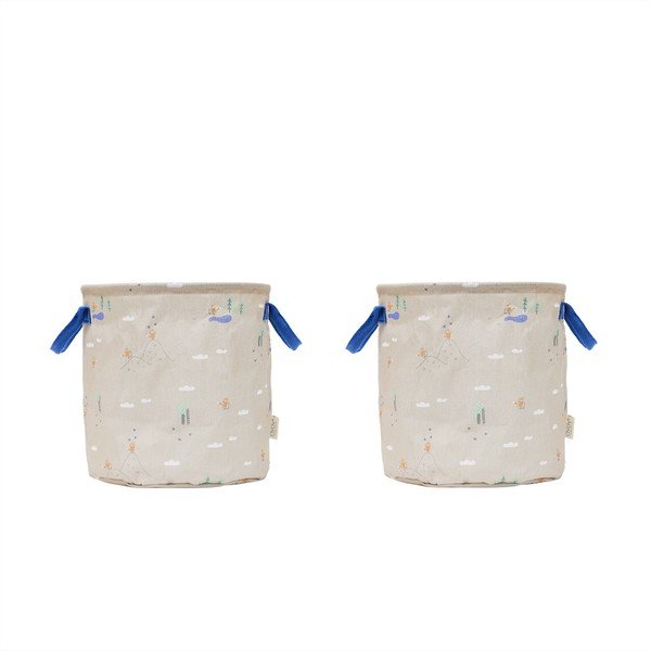 Coșuri de jucării pentru copii bej 2 buc. din material textil ø 32x32 cm Foxy – OYOY Mini