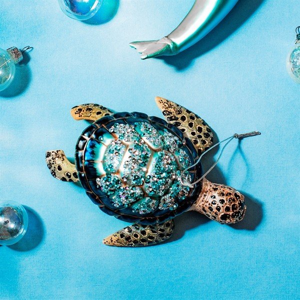 Ornament de Crăciun lucrat manual 4 cm Turtle – Sass & Belle-image-1