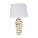 Veioză albă-aurie din ceramică cu abajur textil (înălțime 53 cm) Glam Space – Mauro Ferretti