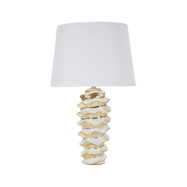 Veioză albă-aurie din ceramică cu abajur textil (înălțime 53 cm) Glam Space – Mauro Ferretti