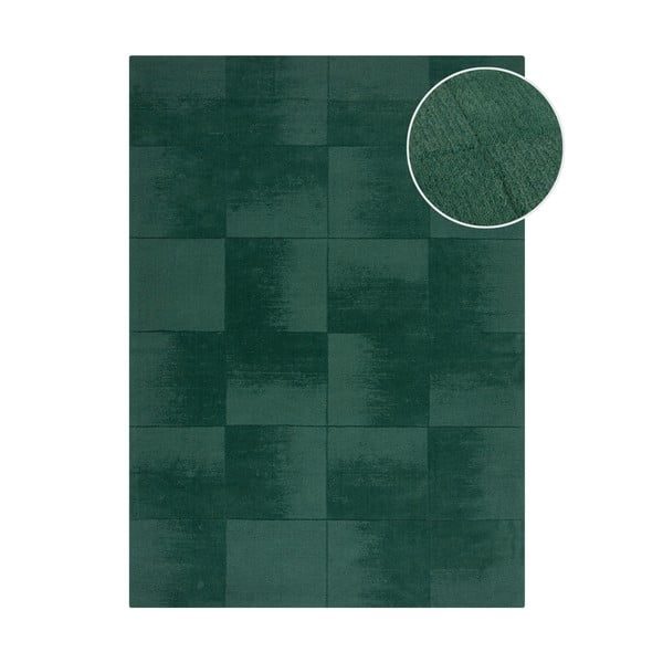 Covor albastru petrol țesut manual din lână 120x170 cm Demi Check Ombre – Flair Rugs