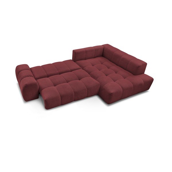 Colțar burgundy extensibil/cu spațiu de depozitare cu tapițerie din chenille (cu colț pe partea dreaptă/în formă de ”L”) Everest – Bobochic Paris-image-4