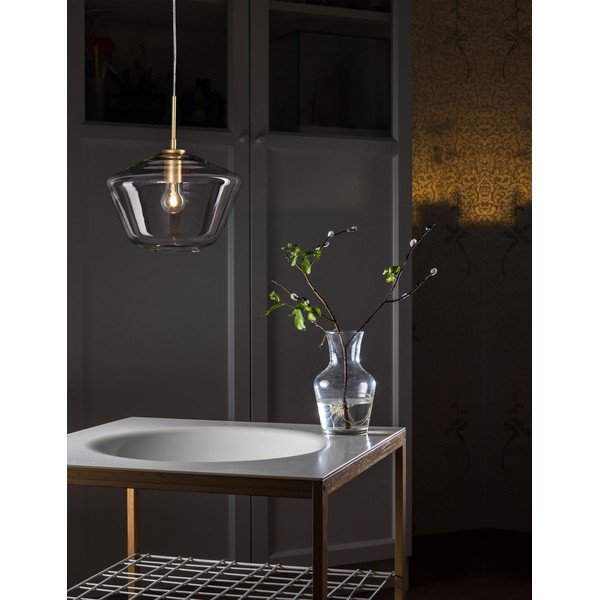 Lustră aurie din sticlă cu abajur din sticlă ø 30 cm Prisma – Nova Luce-image-2