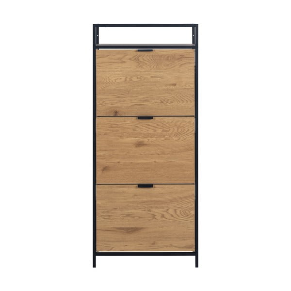 Pantofar în culoare naturală cu deschidere înclinată cu aspect de lemn de stejar Seaford – Actona-image-2