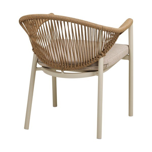 Scaun de grădină bej din metal/capitonat Abela – House Nordic-image-4