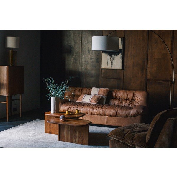 Canapea maro coniac cu tapițerie din piele 214 cm Douglas – Dutchbone-image-1