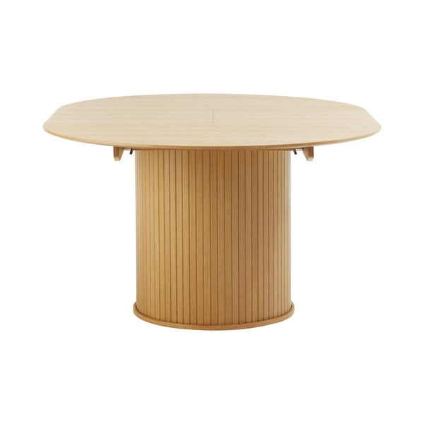 Masă de dining rotundă extensibilă cu aspect de lemn de stejar ø 120 cm Nola – Unique Furniture-image-4