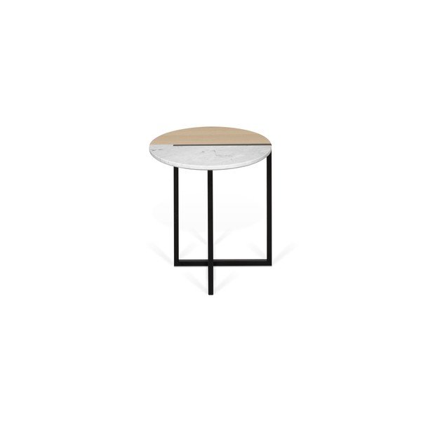 Măsuță de cafea rotundă cu blat cu aspect de lemn de stejar și marmură Sonata TemaHome, ø 50 cm-image-3