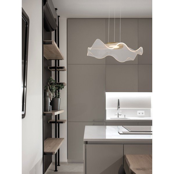 Lustră aurie LED din aluminiu cu abajur din sticlă acrilică Siderno – Nova Luce-image-1