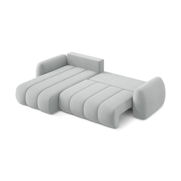 Colțar gri deschis extensibil/cu spațiu de depozitare cu tapițerie din țesătură bouclé (cu colț pe partea stângă/cu șezlong) Pele – Makamii-image-4