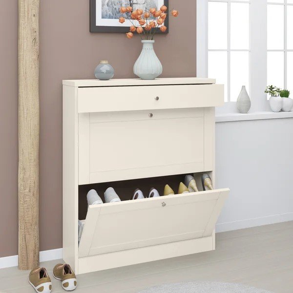 Pantofar bej cu deschidere înclinată cu aspect mat 90x103x25 cm Heide – Støraa-image-1