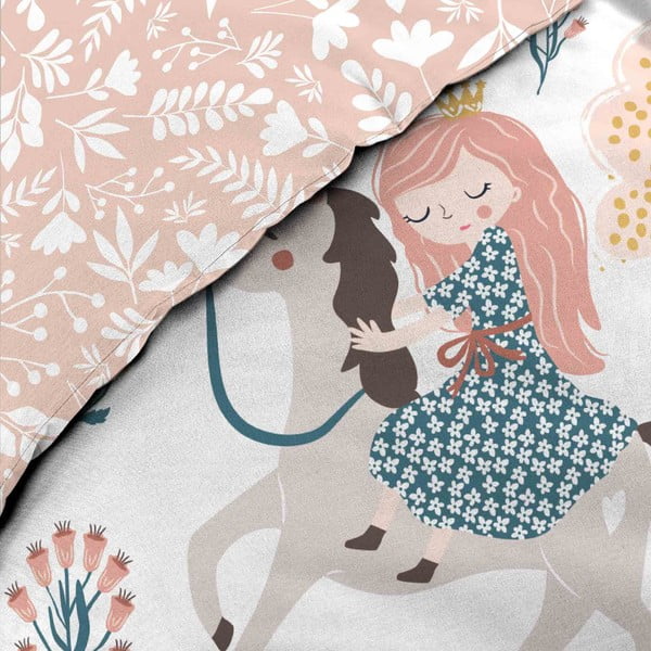 Lenjerie de pat pentru copii albă-roz din bumbac pentru pat de o persoană 140x200 cm Lilibelle – douceur d'intérieur-image-1