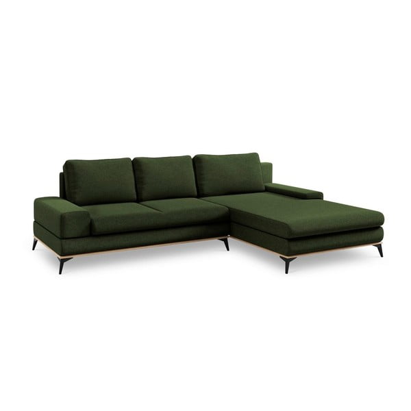 Colțar extensibil cu șezlong pe partea dreaptă Windsor & Co Sofas Planet, verde smarald-image-2