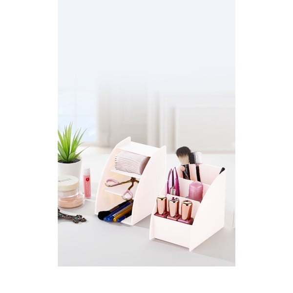Organizator de baie roz pentru cosmetice din plastic – Hermia-image-1