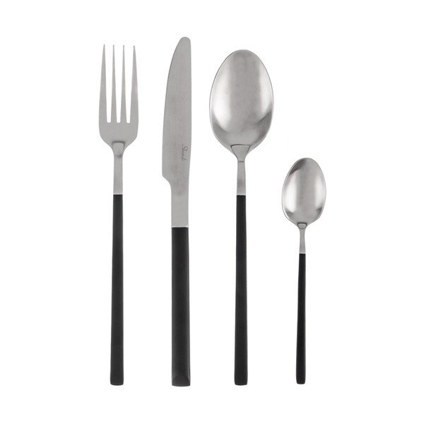 Tacâmuri negre-argintii din oțel inoxidabil 24 buc. Skandi – Orion
