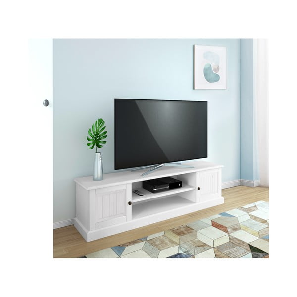 Comodă TV albă din lemn de pin 45x40 cm Mille – Støraa-image-1