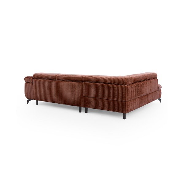 Colțar teracotă cu tapițerie din catifea reiată  (cu colț pe partea stângă/în formă de ”L”) Marbeya  – Ropez-image-3