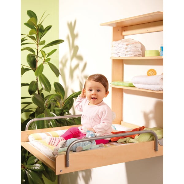 Masă de înfășat suspendată în culoare naturală cu aspect de lemn de fag Dschungelbaby – Roba-image-3