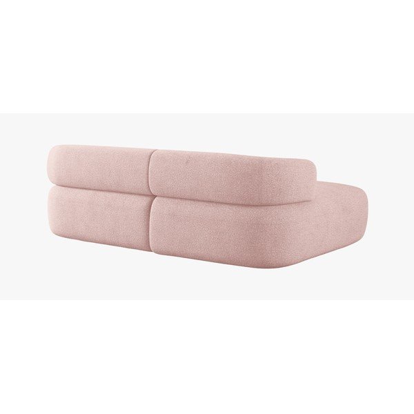 Colțar roz deschis cu tapițerie din țesătură bouclé (cu colț pe partea stângă/cu șezlong) Jenny – Micadoni -image-2