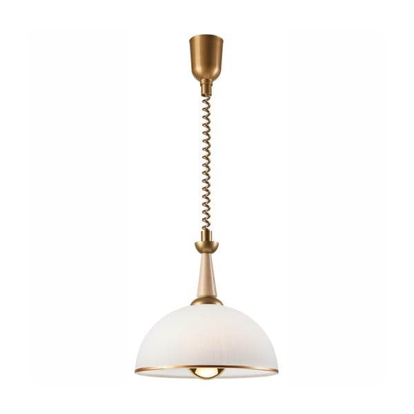 Lustră aurie/în culoare naturală cu abajur din sticlă ø 30 cm Ciara – LAMKUR