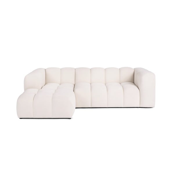 Colțar crem cu tapițerie din catifea (cu colț pe partea stângă, cu șezlong) Cube – Bonami Selection