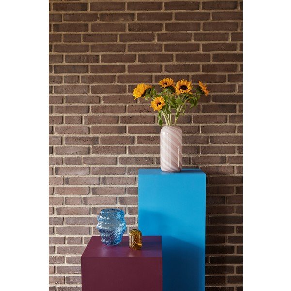 Vază albastru-deschis din sticlă lucrată manual (înălțime 18 cm) Aurora – Hübsch-image-2