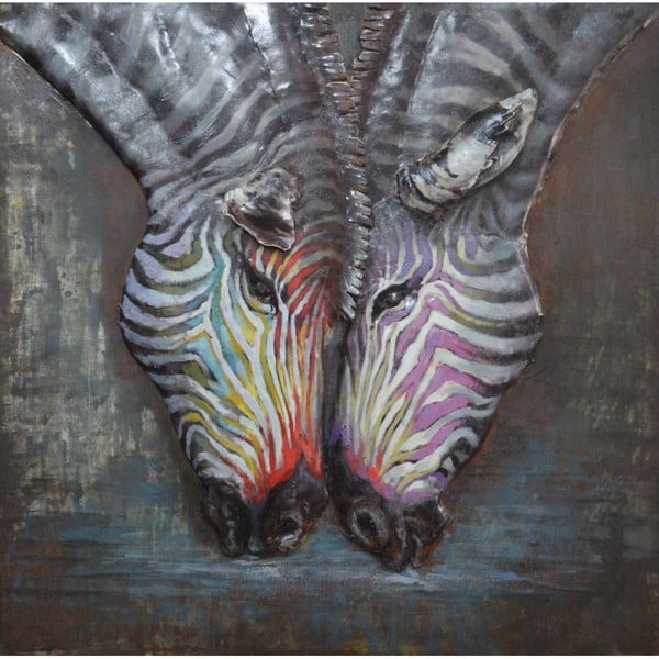 Tablou artizanal Vivorum Zebra In Love, 80 x 80 cm
