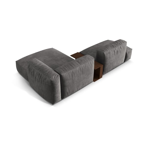 Colțar modular gri cu tapițerie din catifea (cu colț pe partea dreaptă/cu șezlong) Martina – Micadoni -image-3