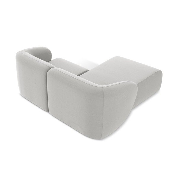 Colțar gri deschis cu tapițerie din catifea (cu colț pe partea stângă/cu șezlong) Lani – Makamii-image-3