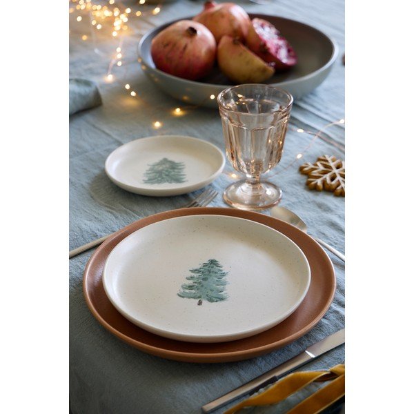 Farfurii crem 4 buc. pentru desert  din gresie ø 22 cm  cu model de Crăciun Pacifica Christmas Tree – Casafina-image-3
