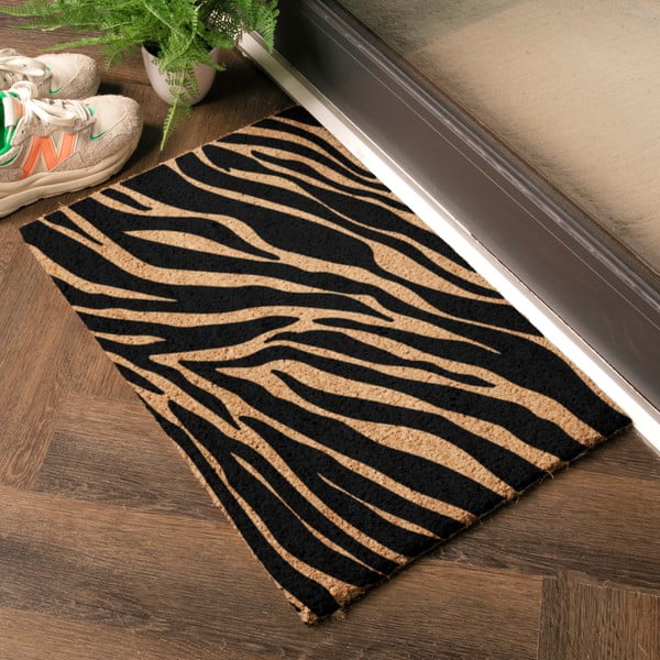 Covoraș de intrare din fibre de nucă de cocos 40x60 cm Zebra – Artsy Doormats-image-1