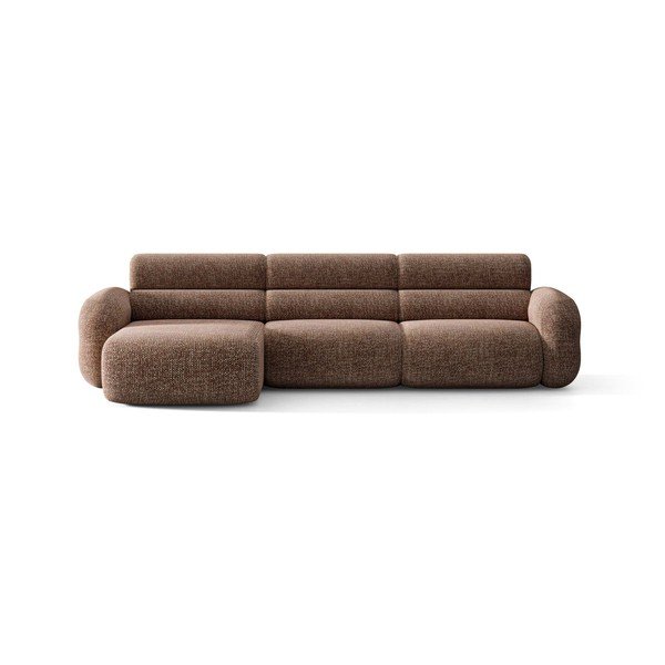 Colțar maro cu tapițerie din chenille (cu colț pe partea stângă/cu șezlong) Neo – Micadoni -image-1